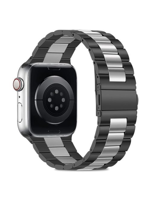 KALEBOL For Apple Watch 10 46mm / Ultra 2 / Ultra 49mm / 9 8 7 45mm / SE (2023) SE (2022) SE 6 5 4 44mm / 3 2 1 42mm Stainless Steel Strap - Black+Silver