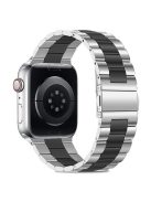 KALEBOL For Apple Watch 10 46mm / Ultra 2 / Ultra 49mm / 9 8 7 45mm / SE (2023) SE (2022) SE 6 5 4 44mm / 3 2 1 42mm Stainless Steel Strap - Silver+Black