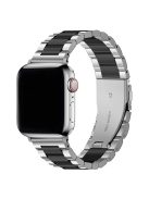 KALEBOL For Apple Watch 10 46mm / Ultra 2 / Ultra 49mm / 9 8 7 45mm / SE (2023) SE (2022) SE 6 5 4 44mm / 3 2 1 42mm Stainless Steel Strap - Silver+Black