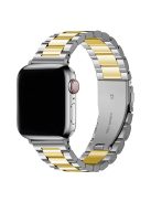 KALEBOL For Apple Watch 10 46mm / Ultra 2 / Ultra 49mm / 9 8 7 45mm / SE (2023) SE (2022) SE 6 5 4 44mm / 3 2 1 42mm Stainless Steel Strap - Silver+Gold