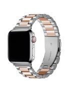 KALEBOL For Apple Watch 10 46mm / Ultra 2 / Ultra 49mm / 9 8 7 45mm / SE (2023) SE (2022) SE 6 5 4 44mm / 3 2 1 42mm Stainless Steel Strap - Silver+Rose Gold