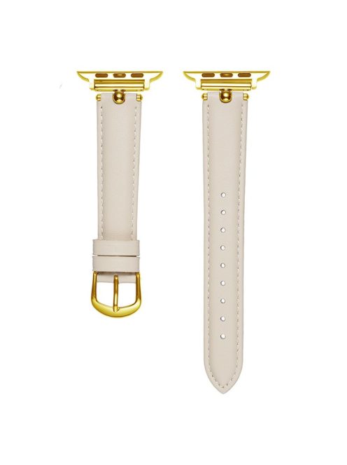 KALEBOL For Apple Watch 10 46mm / Ultra 2 / Ultra 49mm / 9 8 7 45mm / SE (2023) SE (2022) SE 6 5 4 44mm / 3 2 1 42mm Strap - White  /  Gold Buckle