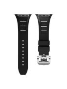 KALEBOL For Apple Watch 10 46mm / Ultra 2 / Ultra 49mm / 9 8 7 45mm / SE (2023) SE (2022) SE 6 5 4 44mm / 3 2 1 42mm Watch Band - Black / Silver Buckle