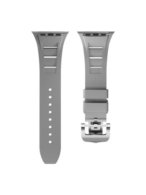 KALEBOL For Apple Watch 10 46mm / Ultra 2 / Ultra 49mm / 9 8 7 45mm / SE (2023) SE (2022) SE 6 5 4 44mm / 3 2 1 42mm Watch Band - Grey / Silver Buckle