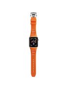 KALEBOL For Apple Watch 10 46mm / Ultra 2 / Ultra 49mm / 9 8 7 45mm / SE (2023) SE (2022) SE 6 5 4 44mm / 3 2 1 42mm Watch Band- Orange / Silver Buckle