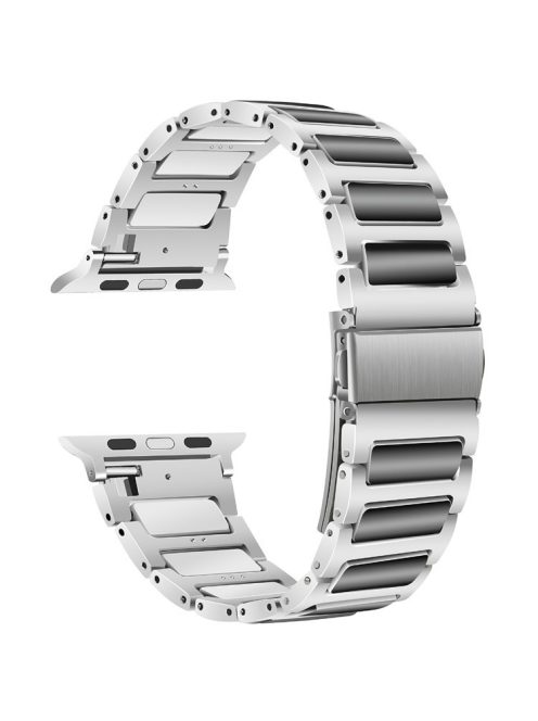 KALEBOL For Apple Watch 10 46mm / Ultra 2 / Ultra 49mm / 9 8 7 45mm / SE (2023) SE (2022) SE 6 5 4 44mm / 3 2 1 42mm Watch Strap Zinc Alloy - Silver+Black