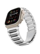 KALEBOL For Apple Watch 10 46mm / Ultra 2 / Ultra 49mm / 9 8 7 45mm / SE (2023) SE (2022) SE 6 5 4 44mm / 3 2 1 42mm Watch Strap Zinc Alloy - Silver+Black