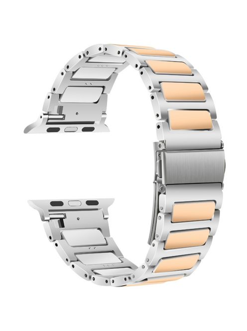 KALEBOL For Apple Watch 10 46mm / Ultra 2 / Ultra 49mm / 9 8 7 45mm / SE (2023) SE (2022) SE 6 5 4 44mm / 3 2 1 42mm Watch Strap Zinc Alloy - Silver+Rose Gold