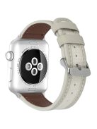 KALEBOL For Apple Watch Series 10 42mm / 9 8 7 41mm / SE (2023) SE (2022) SE 6 5 4 40mm / 3 2 1 38mm Genuine Cow Leather Strap - Grey+White