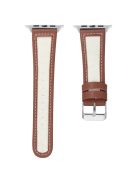 KALEBOL For Apple Watch Series 10 42mm / 9 8 7 41mm / SE (2023) SE (2022) SE 6 5 4 40mm / 3 2 1 38mm Genuine Cow Leather Strap - Red Brown+White