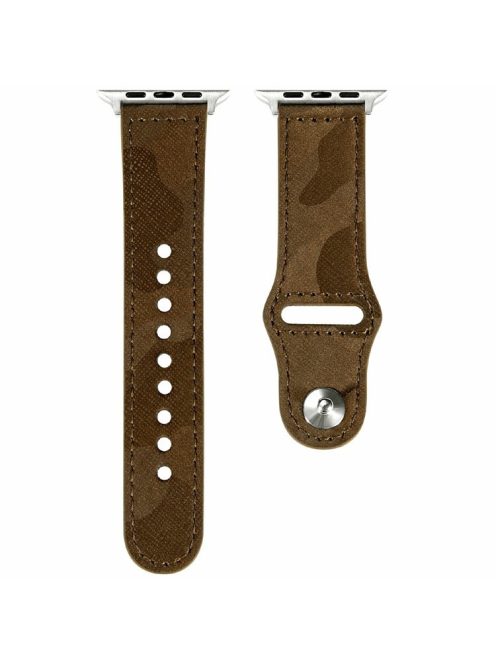 KALEBOL For Apple Watch Series 10 42mm / 9 8 7 41mm / SE (2023) SE (2022) SE 6 5 4 40mm / 3 2 1 38mm Genuine Cow Leather Strap Camouflage - Brown