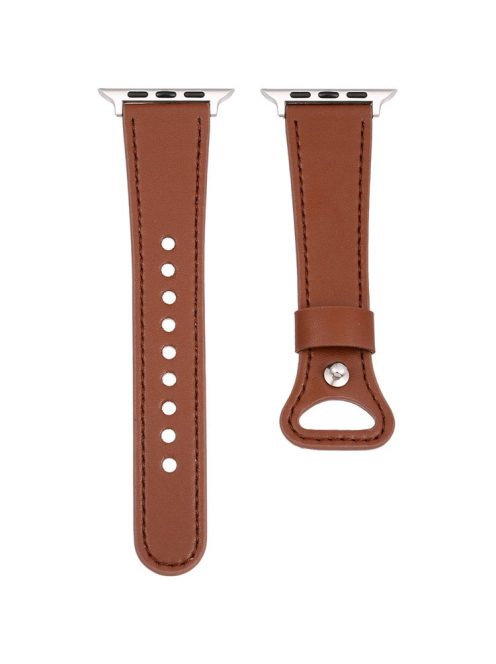 KALEBOL For Apple Watch Series 10 42mm / 9 8 7 41mm / SE (2023) SE (2022) SE 6 5 4 40mm / 3 2 1 38mm Genuine Cow Leather Watch Band - Brown