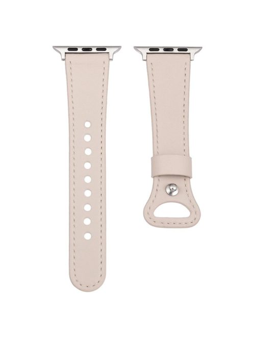 KALEBOL For Apple Watch Series 10 42mm / 9 8 7 41mm / SE (2023) SE (2022) SE 6 5 4 40mm / 3 2 1 38mm Genuine Cow Leather Watch Band - Pink