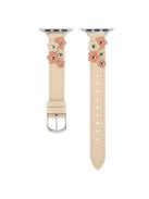 KALEBOL For Apple Watch Series 10 42mm / 9 8 7 41mm / SE (2023) SE (2022) SE 6 5 4 40mm / 3 2 1 38mm Genuine Cow Leather Watch Strap - Apricot