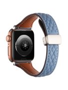 KALEBOL For Apple Watch Series 10 42mm / 9 8 7 41mm / SE (2023) SE (2022) SE 6 5 4 40mm / 3 2 1 38mm Genuine Leather Watch Strap - Blue