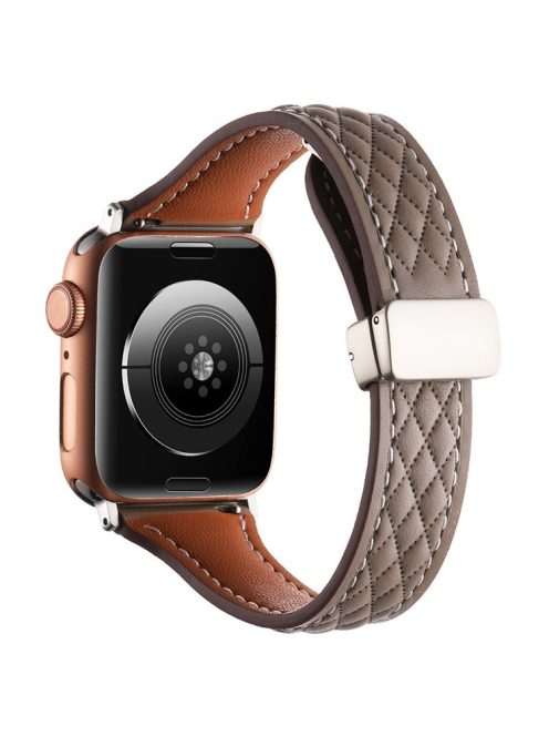 KALEBOL For Apple Watch Series 10 42mm / 9 8 7 41mm / SE (2023) SE (2022) SE 6 5 4 40mm / 3 2 1 38mm Genuine Leather Watch Strap - Grey Brown