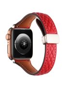 KALEBOL For Apple Watch Series 10 42mm / 9 8 7 41mm / SE (2023) SE (2022) SE 6 5 4 40mm / 3 2 1 38mm Genuine Leather Watch Strap - Red