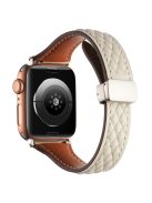 KALEBOL For Apple Watch Series 10 42mm / 9 8 7 41mm / SE (2023) SE (2022) SE 6 5 4 40mm / 3 2 1 38mm Genuine Leather Watch Strap - Starlight