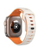 KALEBOL For Apple Watch Series 10 42mm / 9 8 7 41mm / SE (2023) SE (2022) SE 6 5 4 40mm / 3 2 1 38mm Silicone Watch Band Dual Color - Starlight+Orange