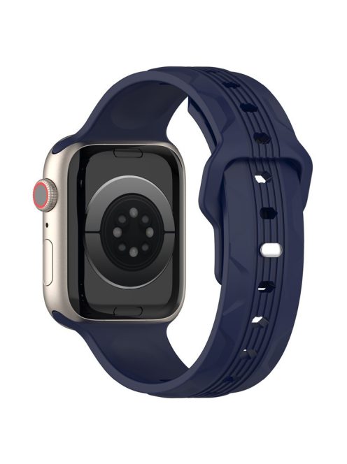 KALEBOL For Apple Watch Series 10 42mm / 9 8 7 41mm / SE (2023) SE (2022) SE 6 5 4 40mm / 3 2 1 38mm Silicone Watch Band Vertical Strip Texture - Midnight Blue