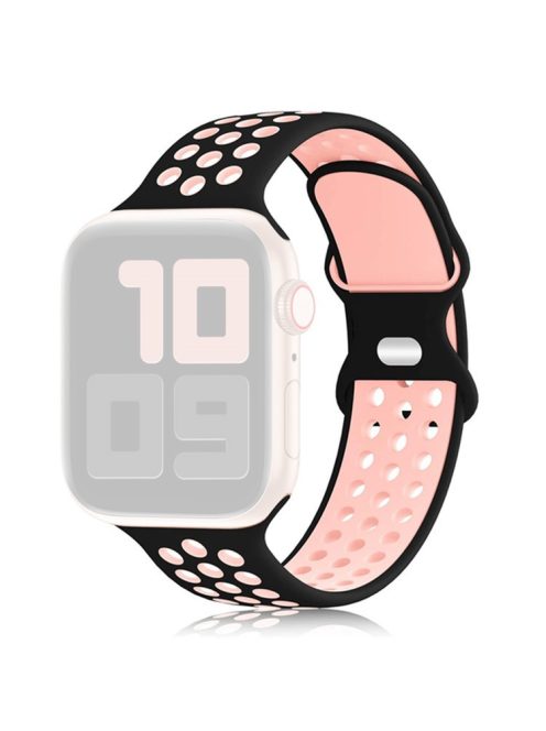 KALEBOL For Apple Watch Series 10 42mm / 9 8 7 41mm / SE (2023) SE (2022) SE 6 5 4 40mm / 3 2 1 38mm Sporty Silicone Watch Band - Black+Pink