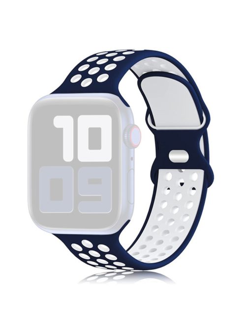 KALEBOL For Apple Watch Series 10 42mm / 9 8 7 41mm / SE (2023) SE (2022) SE 6 5 4 40mm / 3 2 1 38mm Sporty Silicone Watch Band - Midnight Blue+White