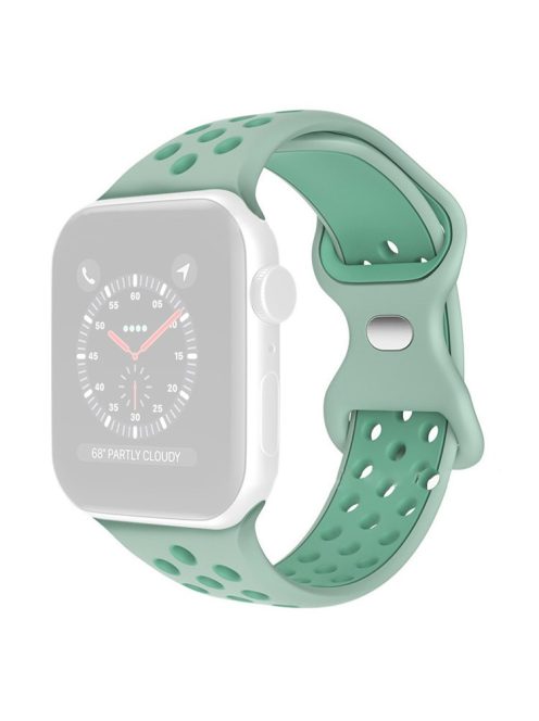 KALEBOL For Apple Watch Series 10 42mm / 9 8 7 41mm / SE (2023) SE (2022) SE 6 5 4 40mm / 3 2 1 38mm Sporty Silicone Watch Band - Misty Green+Moss Grenn