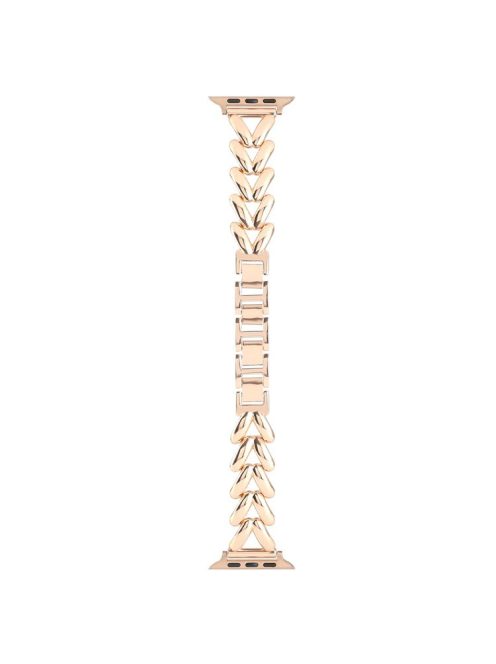 KALEBOL For Apple Watch Series 10 42mm / 9 8 7 41mm / SE (2023) SE (2022) SE 6 5 4 40mm / 3 2 1 38mm Watch Band Zinc Alloy Strap V-Shape - Rose Gold