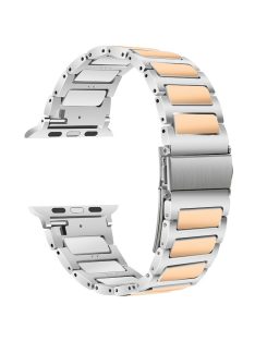   KALEBOL For Apple Watch Series 10 42mm / 9 8 7 41mm / SE (2023) SE (2022) SE 6 5 4 40mm / 3 2 1 38mm Zinc Alloy Watch Band - Silver+Rose Gold