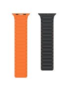 KALEBOL For Apple Watch Series 9 8 7 41mm  /  SE (2023) SE (2022) SE 6 5 4 40mm  /  3 2 1 38mm Watch Strap Magnetic Silicone Band - Black  /  Orange