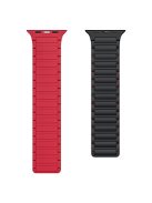 KALEBOL For Apple Watch Series 9 8 7 41mm  /  SE (2023) SE (2022) SE 6 5 4 40mm  /  3 2 1 38mm Watch Strap Magnetic Silicone Band - Black  /  Red