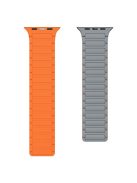 KALEBOL For Apple Watch Series 9 8 7 41mm  /  SE (2023) SE (2022) SE 6 5 4 40mm  /  3 2 1 38mm Watch Strap Magnetic Silicone Band - Grey  /  Orange