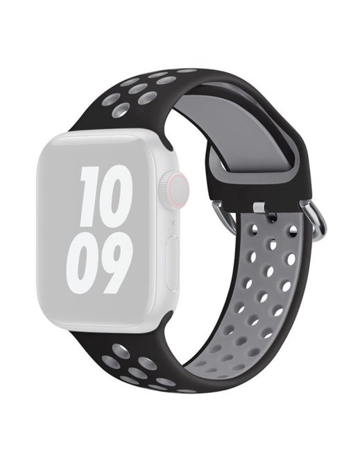 KALEBOL For Apple Watch Series 9 8 7 41mm / 6 5 4 SE (2023) SE (2022) SE 40mm / 3 2 1 38mm Soft Silicone Band - Black+Grey