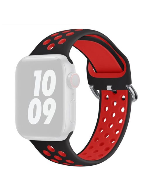 KALEBOL For Apple Watch Series 9 8 7 41mm / 6 5 4 SE (2023) SE (2022) SE 40mm / 3 2 1 38mm Soft Silicone Band - Black+Red