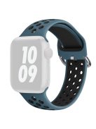 KALEBOL For Apple Watch Series 9 8 7 41mm / 6 5 4 SE (2023) SE (2022) SE 40mm / 3 2 1 38mm Soft Silicone Band - Cyan Blue+Black