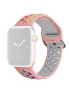 KALEBOL For Apple Watch Series 9 8 7 41mm / 6 5 4 SE (2023) SE (2022) SE 40mm / 3 2 1 38mm Soft Silicone Band - Pink+Rainbow