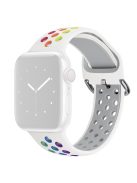 KALEBOL For Apple Watch Series 9 8 7 41mm / 6 5 4 SE (2023) SE (2022) SE 40mm / 3 2 1 38mm Soft Silicone Band - White+Rainbow