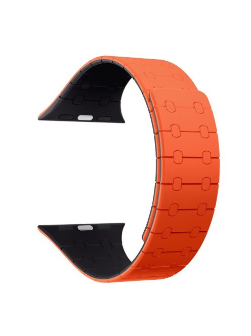 KALEBOL KLB-CXGJ-002 For Apple Watch Series 9 8 7 41mm / 6 5 4 SE (2022) SE (2023) SE 40mm / 3 2 1 38mm Magnetic Silicone Band - Orange+Midnight