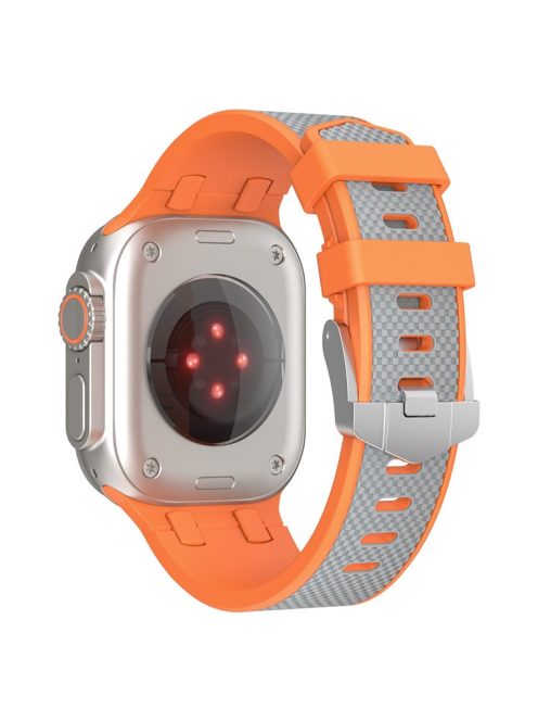 KALEBOL KLB-FGWSSGJ-001 For Apple Watch 10 46mm / Ultra 2 / Ultra 49mm / 9 8 7 45mm / SE (2023) SE (2022) SE 6 5 4 44mm / 3 2 1 42mm Watch Bracelet with Checkered Texture - Orange+Grey