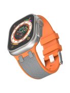 KALEBOL KLB-FGWSSGJ-001 For Apple Watch 10 46mm / Ultra 2 / Ultra 49mm / 9 8 7 45mm / SE (2023) SE (2022) SE 6 5 4 44mm / 3 2 1 42mm Watch Bracelet with Checkered Texture - Orange+Grey