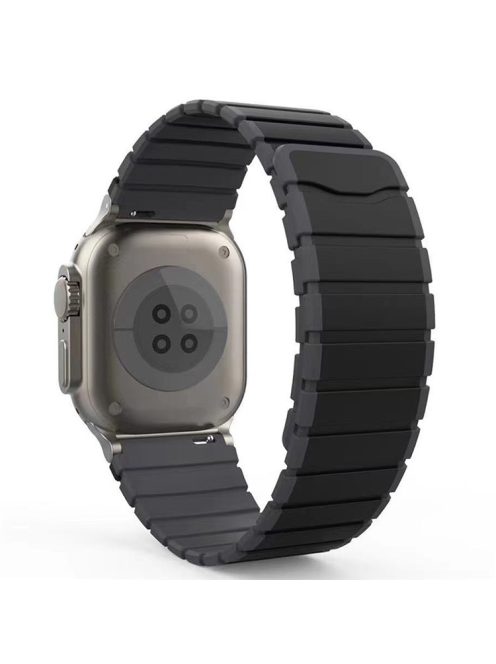 KALEBOL KLB-SSCXGJ-001 Strap for Apple Watch Series 10 42mm / 9 8 7 41mm / SE (2023) SE (2022) SE 6 5 4 40mm / 3 2 1 38mm Magnetic Silicone Band - Black+Grey