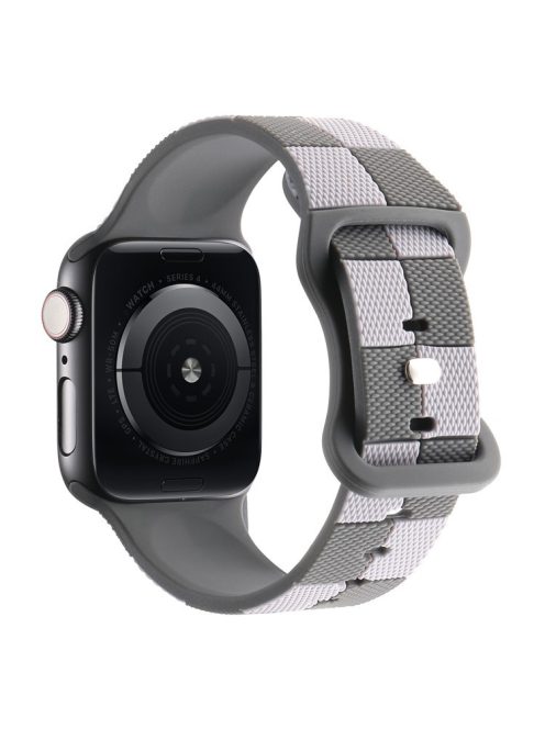 KALEBOL Silicone Strap for Apple Watch Series 10 42mm / 9 8 7 41mm / SE (2023) SE (2022) SE 6 5 4 40mm / 3 2 1 38mm Checkerboard Watch Band  Dark Grey