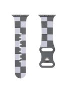 KALEBOL Silicone Strap for Apple Watch Series 10 42mm / 9 8 7 41mm / SE (2023) SE (2022) SE 6 5 4 40mm / 3 2 1 38mm Checkerboard Watch Band  Dark Grey