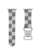 KALEBOL Silicone Strap for Apple Watch Series 10 42mm / 9 8 7 41mm / SE (2023) SE (2022) SE 6 5 4 40mm / 3 2 1 38mm Checkerboard Watch Band  Light Grey