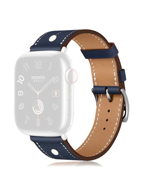 KALEBOL Strap For Apple Watch Series 10 42mm / 9 8 7 41mm / SE (2023) SE (2022) SE 6 5 4 40mm / 3 2 1 38mm Genuine Cow Leather Band Rivet Decor - Blue