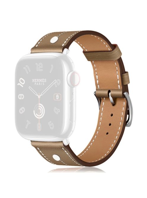 KALEBOL Strap For Apple Watch Series 10 42mm / 9 8 7 41mm / SE (2023) SE (2022) SE 6 5 4 40mm / 3 2 1 38mm Genuine Cow Leather Band Rivet Decor - Tan