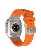 KALEBOL Watch Band For Apple Watch Series 10 42mm / 9 8 7 41mm / 6 5 4 SE (2023) SE (2022) SE 40mm / 3 2 1 38mm Liquid Silicone Strap - Titanium+Orange