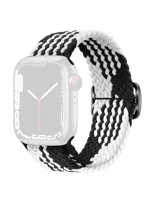 KALEBOL Watch Band For Apple Watch Series 10 42mm / 9 8 7 41mm / SE (2023) SE (2022) SE 6 5 4 40mm / 3 2 1 38mm Nylon Strap - Black+White