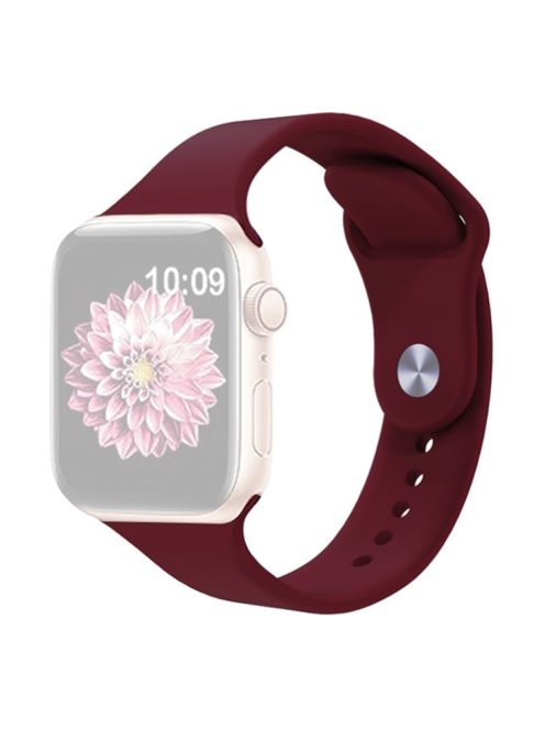 KALEBOL Watch Band for Apple Watch Series 10 42mm / 9 8 7 41mm / SE (2023) SE (2022) SE 6 5 4 40mm / 3 2 1 38mm Silicone Wrist Strap, Size: L - Wine Red