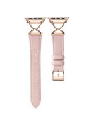 Leather Band For Apple Watch Series 10 42mm / 9 8 7 41mm / 6 5 4 SE (2023) SE (2022) SE 40mm / 3 2 1 38mm Electroplated Buckle Watch Strap - Pink